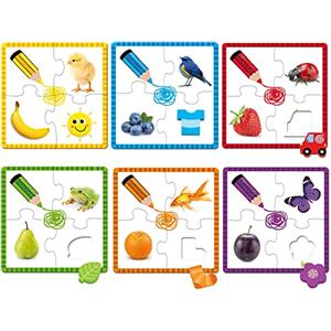 Goula- Puzzle a 6 Colori in legno e cartone per Imparare i Colori da 2 anni