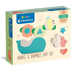 Clementoni Baby - Shapes & Animals Soft Kit, Forme e Puzzle Morbidi per Bambini 12+ Mesi, Texture Diverse per Sviluppo Sensoriale e Manualità, Made in Italy, Esclusiva Amazon, 97855
