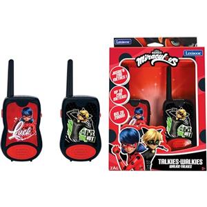 Lexibook - Miraculous Walkie Talkies 200m, Set di Comunicazione per Bambini, 2 canali di Comunicazione, Clip da Cintura, Nero/Rosso, TW12MILXB