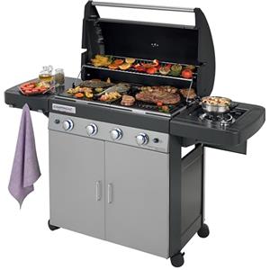 Campingaz 4 Series Classic LS Plus Gas Grill Barbecue con 4 Bruciatori, Sistema di Pulizia Facile InstaClean, 2 Tavoli a Lato, Grigio, 160.3 x 60 x 115.6 cm