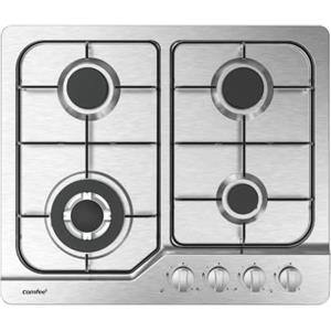 COMFEE' COMFEE CGH610X Piano Cottura a Gas da Incasso 4 Fuochi, 60 cm Acciaio Inox, Griglie in Ghisa, Termosicurezza Gas, Superficie Facile da Pulire