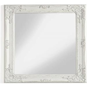 Baroni Home MONTEMAGGI Specchio in Legno Bianco con Cornice Shabby, Specchiera da Parete Rettangolare per camera da letto, bagno o soggiorno, Specchio Shabby Bianco Anticato, 62x4x72 cm