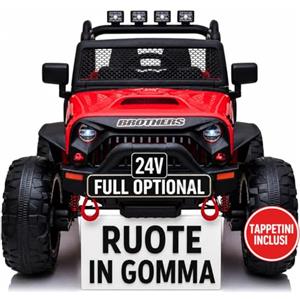 TOYSCAR Auto Macchina Elettrica per Bambini 2 Posti 24V Fuoristrada Big Adventure Telecomandata Sedile in Pelle Porte Apribili Doppio Motore Elettrico Carico 35 kg Ruote in Gomma E TAPPETINI