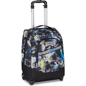Seven Zaino Trolley, Scuola Elementare, Doppio Uso, Doppio Scomparto, Spallacci a Scomparsa, Bambino, Color Blast, nero