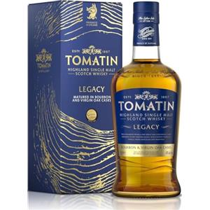 Tomatin Legacy Whiskey - Highland Single Malt Scotch Whisky Maturato in Botti di Bourbon e Virgin Oak, 43%, Bottiglia in Vetro da 70cl