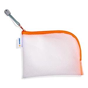 HERMA 20028 Custodia da viaggio con cerniera A6 trasparente arancione, piccola tasca con chiusura lampo, beauty case per cellulare, cavo di ricarica, cosmetici, penne, chiavi