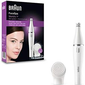 Braun FaceSpa Epilatore Viso Donna con Spazzola di Pulizia, 810 Bianco