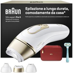 Braun Silk·Expert Pro 5 Epilatore Luce Pulsata, 3 Testine, PL5321 Oro