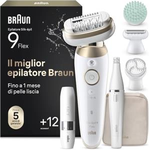 Braun Silk-Épil 9 Flex Skinspa Epilatore Elettrico Donna, 9-681 3D Oro