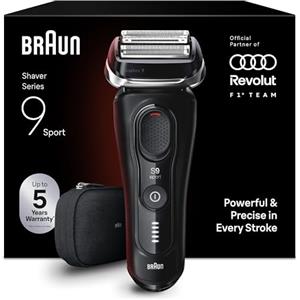Braun Serie 9 Sport Rasoio Elettrico Barba, Custodia, 9100si Nero