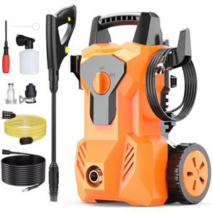 Fovendi Idropulitrice professionale 140 Bar con Ugello Regolabile Pistola ad Alta Pressione 1600W 420L/h Idropulitrice con Filtro Dell'acqua, Tubo Flessibile da 8M Cavo da 2M per Auto Terrazza, Giardino