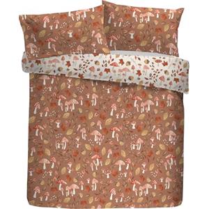 Fusion Woodland Dreams - Set copripiumino in 52% poliestere riciclato e 48% cotone, per letto singolo, 140 x 200 cm, motivo floreale, reversibile, con federa, arancione