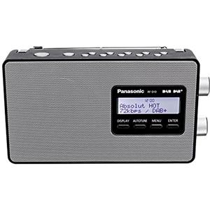 Panasonic RF-D10EG-K Radio Digitale Portatile DAB/DAB+/FM, Display LCD Retroilluminato, Alimentazione a Batteria e a Corrente, Orologio, Nero