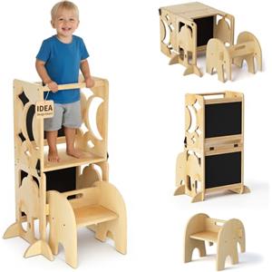 COSYLAND Torre Educativa Bambini, 4-in-1, L, Naturale Classico