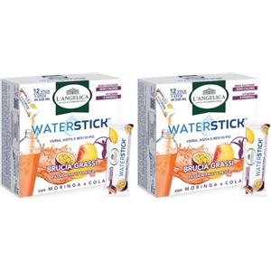 L'Angelica, Waterstick Brucia Grassi, Gusto Passion Fruit e Pesca, Con Moringa, Cola, Zero Zucceri, Zero Calorie, Vitamine, Minerali, 1 Astuccio da 12 Stick (Confezione da 2)
