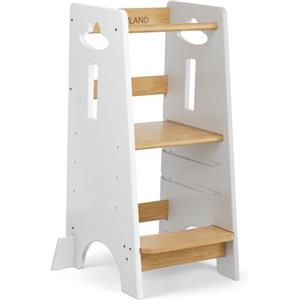 COSYLAND Torre Educativa Bambini, 80x45x40 cm, Bianco Classico e Naturale