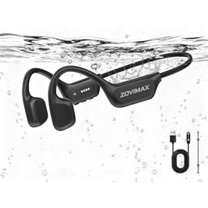 ZOVIMAX Cuffie a Conduzione Ossea Nuoto, IPX8, Bluetooth 6.0, MP3 8 GB | 12H Anti-Vento Open-Ear Cuffie Nuoto IPX8 Impermeabili, Sportive Auricolari MP3 Integrato, Piscina, Corsa, Ciclismo, Fitness