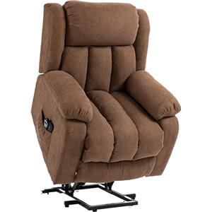 DecHome - Poltrona Relax Alzapersona con Telecomando Massaggiante e Reclinabile in Tessuto 91x93x103 cm Marrone