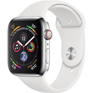 Apple Watch Series 4 (2018) | 44 mm | acciaio inossidabile | GPS + Cellular | argento | cinturino sportivo bianco