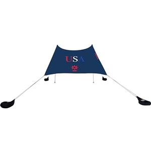 Neso Tenda da spiaggia con ancoraggio a sabbia, baldacchino portatile, protezione solare, 2,1 x 2,1 m, angoli rinforzati brevettati (rosso/bianco/blu) NT1
