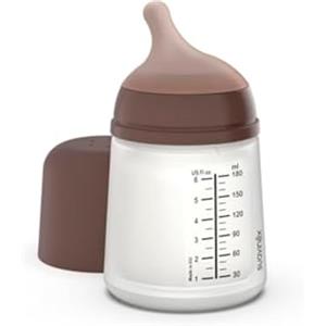 Suavinex, Biberon Anti-Coliche Zero Zero, con Tettarella a Flusso Adattabile (A), Silicone, per Bambini +0 Mesi e Neonati, Allattamento Latte Materno e Formula, 180 ml, Deep