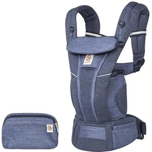 Ergobaby Omni Breeze Marsupio per neonati, 4 posizioni SoftFlex Mesh ergonomico frontale, Heathered Denim Blue