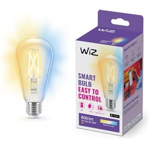 WiZ Lampadina Edison Smart LED WiFi, Luce Bianca da Calda a Fredda, Filamento, E27, equivalente a 60W, Tecnologia SpaceSense, Controllo Vocale (Alexa, Apple HomeKit, Google Home)