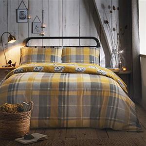 Dreams & Drapes Colville - Set copripiumino singolo, 100% spazzolato, in cotone, colore: ocra