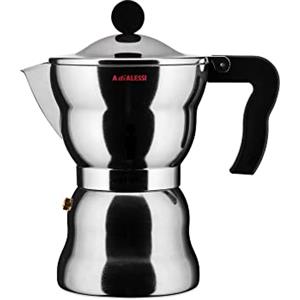 Alessi AAM33/6 Moka Caffettiera Espresso in Fusione di Alluminio, Manico e Pomolo in Resina Termoplastica, Nero