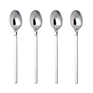Alessi 4180/9S4 Dry Set di Quattro Cucchiaini da Moka in Acciaio Inossidabile 18/10, Finitura Lucida