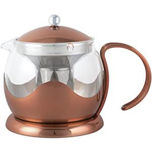 La Cafetière Teiera La Cafetière Teiera in vetro a foglie sciolte con infusore, 1,2 L, rame