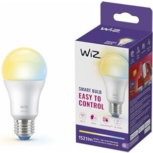WiZ Lampada Smart LED A60, bianco Regolabile, attacco E27, 100 W, 2.200-6.500 K,1.521 lumen, intensità regolabile, compatibile con Alexa, Google Assistant e Apple Home, conf. da 1