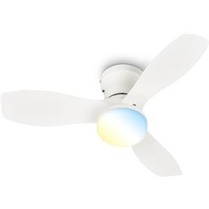 BRILONER - Ventilatore da soffitto con luce LED, telecomando, motore DC silenzioso con 3 velocità, CCT e luminosità regolabile, pale rimovibili, lampadario ventilatore da soffitto, 60 cm, bianco