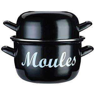 KitchenCraft World of Flavours Pentola Smaltata per Cozze, Formato Grande, 25 cm