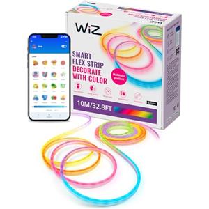 WiZ Striscia LED Neon Flex - 10 m, 16 Milioni di Colori o Luce Dimmerabile da Bianco Caldo a Bianco Freddo, modalità di luce preimpostate
