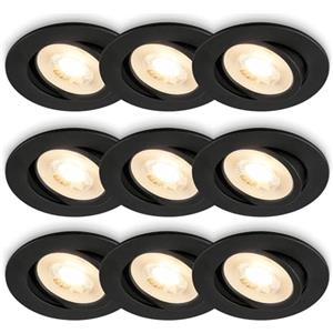 BRILONER - Set da 3x 3 faretti LED da incasso piatti, orientabili, luce bianca calda, faretti incasso, faretto led, per interno, diametro foro 68 mm, 8x2,2 cm, nero