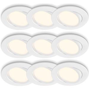 BRILONER - Set da 3x 3 faretti LED da incasso piatti, orientabili, luce bianca calda, faretti incasso, faretto led, per interno, diametro foro 68 mm, 8x2,2 cm, bianco
