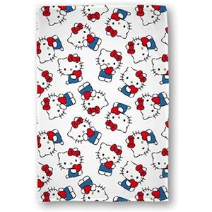 Character World Coperta in pile con licenza ufficiale Hello Kitty, design Heartheld, super morbida e calda, perfetta per camere da letto, campeggio e pigiama party, dimensioni 100 x 150 cm, colore bianco
