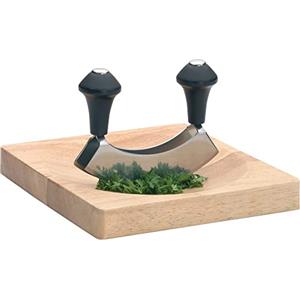 KitchenCraft We Love Food Set Mezzaluna in Acciaio Inox, Nero, 20 cm