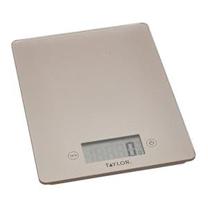 Taylor Pro Bilancia da Cucina Digitale con Design Ultrasottile, Compatta, Standard Professionale, Funzione Tara ad Alta Precisione, Vetro Color Rame, Portata Massima 5 kg