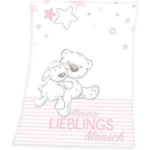 Herding Coperta plaid in microfibra Baby Best, Orsetto e pecorella, 75 x 100 cm, Poliestere, Rosa