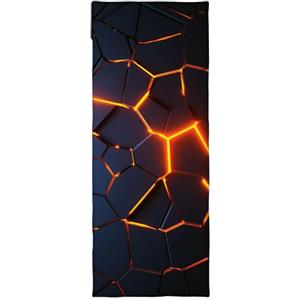 Herding Young Collection Asciugamano Fitness 3D Lava, 50 x 110 cm + Risvolto 15 cm, Retro con Copertura per Attrezzi Fitness, Tasca con Zip Integrata, Poliestere