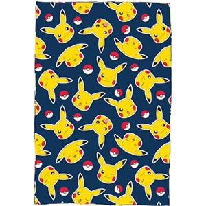 Character World Coperta in pile Pokemon, super morbida e calda, design Pikachu e Pokeball, perfetta per casa, camera da letto, pigiama party e campeggio, dimensioni 100 x 150 cm, blu