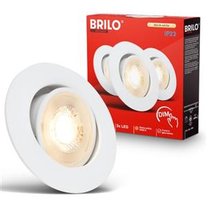 Briloner Set di 3 faretti LED da incasso 230 V, dimmerabili, orientabili