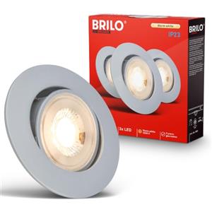 Briloner Set di 3 faretti LED da incasso 230 V, orientabili, design sottile