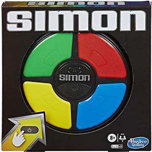 Hasbro Gaming Simon Classique, Jeu de Mémoire Électronique pour Enfants et Familles, dès 8 Ans, avec Sons et Lumières, Taille Compacte, Jeux de Voyage, Famille et Entre Amis