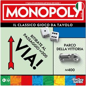 Hasbro Gaming, Monopoly, Gioco da Tavolo, Ideale per Famiglia e Amici, per Bambini e Bambine da 8 Anni in Su, Include Vaschetta Contenitore e Pedine Più Grandi, per 2-6 Giocatori, in Italiano