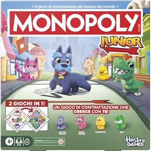 Monopoly Junior, gioco da tavolo (edizione 2026) | 2 giochi in 1 per bambini e bambine più piccoli | dai 4 anni in su | da 2 a 4 giocatori | 20 minuti | regali per età prescolare - Versione italiana