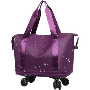 Generico Borsa Tote Con Ruote Vano Espandibile Grande Capacità | Borsone Trolley Per Viaggio Comparto Espandibile Per Viaggi Di Lavoro, Vacanze In Famiglia E Fughe Di Fine