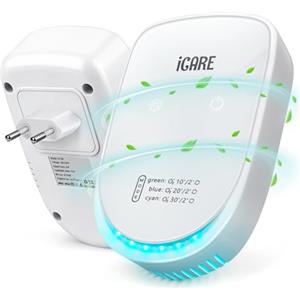 ICARE Purificatore d'Aria, Plug in Negative Ion Air Purifier, Senza Ozono Filtri | Silenzioso, Elimina Efficacemente Polvere Odori Fumo, Ionizzatore per Ambienti per Ufficio, Bagno, Stanza, Animali Domestici
